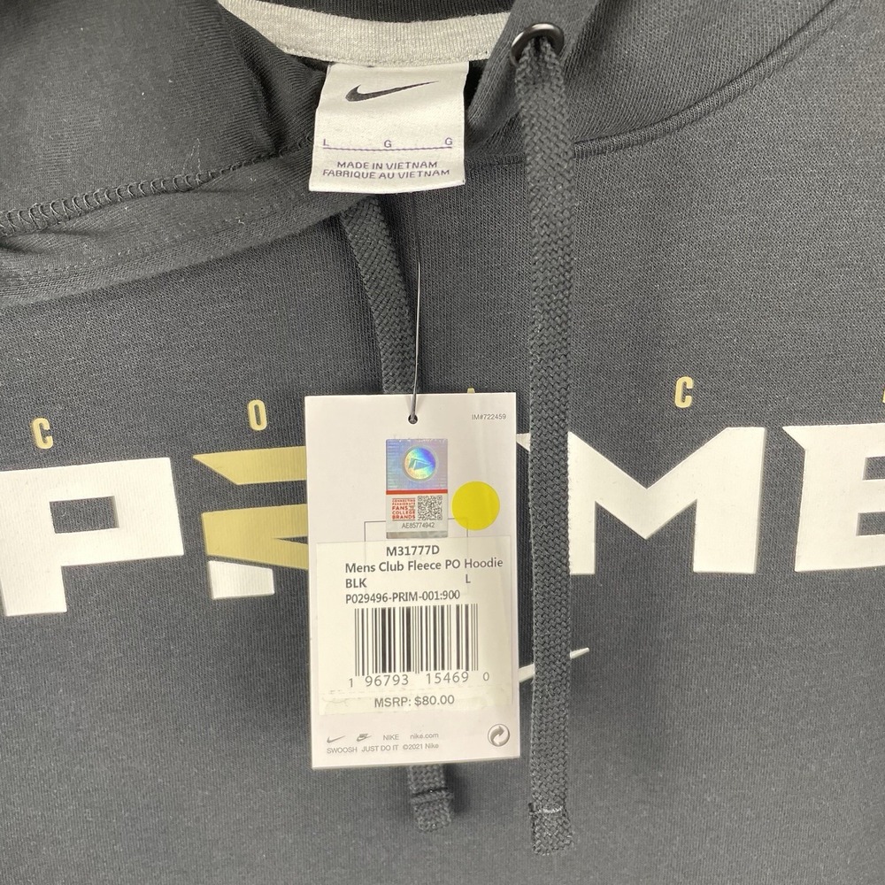 Nike Coach Prime Deion Sanders Club Fleece Hoodie Mens Large Black Gold NEW - Picture 6 of 8